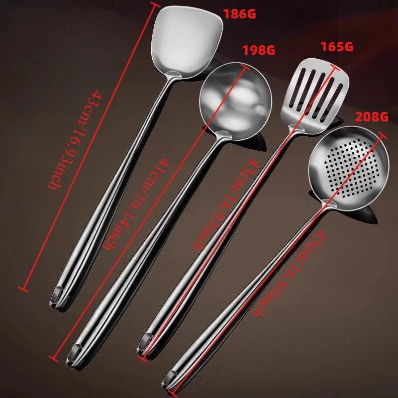 Kitchen Utensils Set Food Stainless Steel Wok Spatula and Ladle, Skimmer Spoon,Slotted Spatula Turner Utensil Wok Accessories