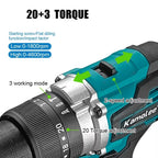 Kamolee 650N.m High Torque Brushless Electric Impact Drill 3-in-1 18V-21V Battery 13mm Handheld Cordless Screwdriver Tool Set