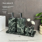Luxury Marble Bath Set: Shampoo Bottles, Tray & Canister Organizer, Natural Stone Accessories for Home & Hotel Bathroom Decor