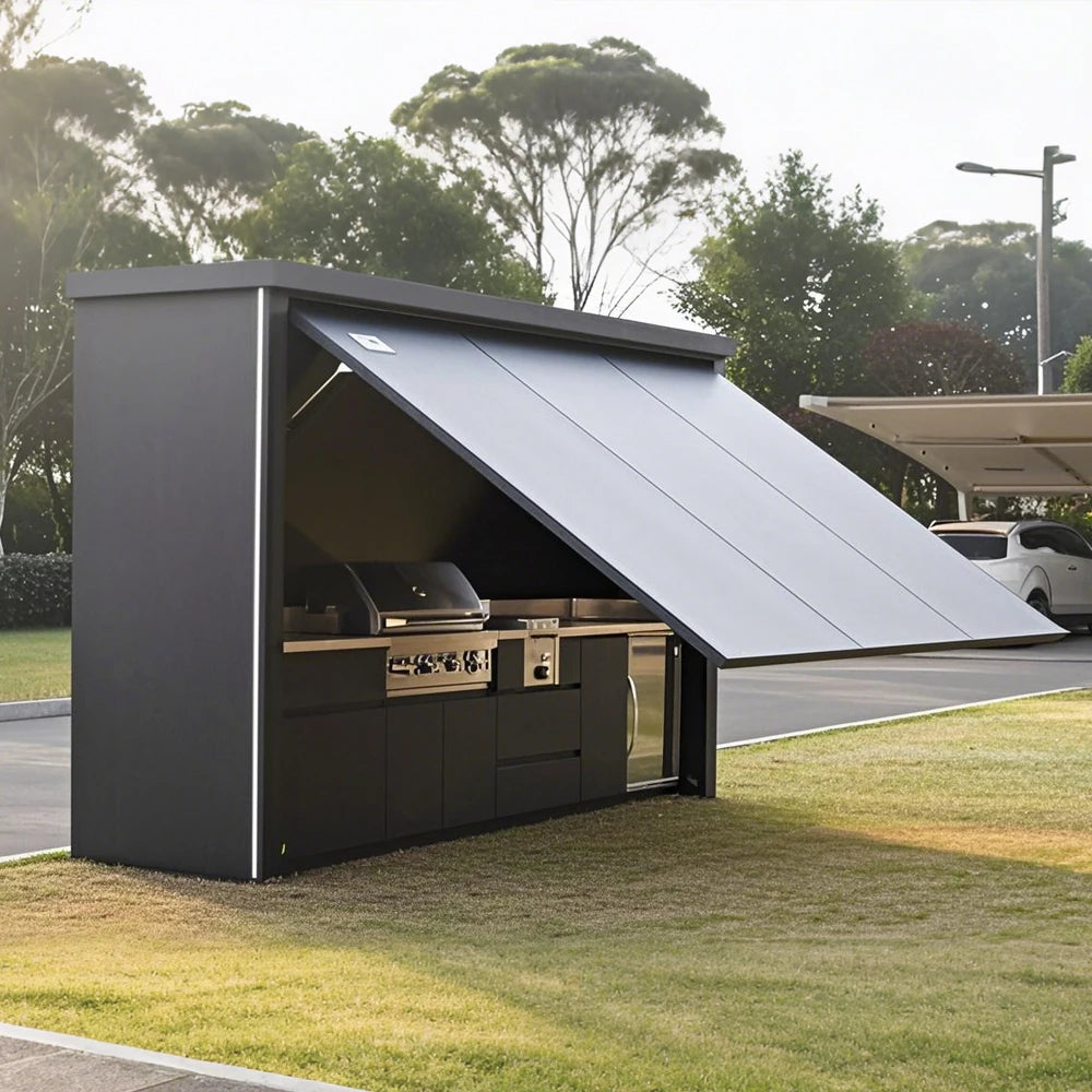 Premium Stainless Steel Outdoor Kitchen Cabinet With Electric Door Shed Customize