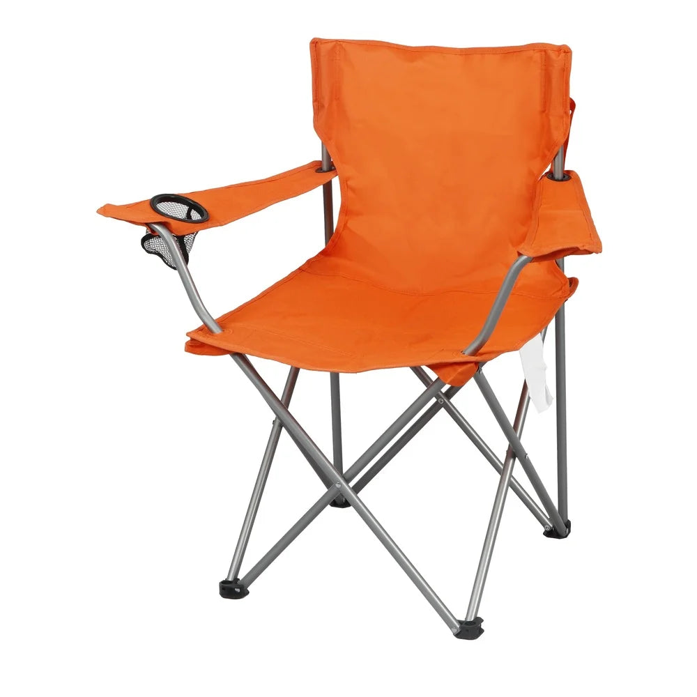 2 Pack Folding Camp Chairs with Cup Holder Portable Quad Frame Durable Outdoor Seating Tailgating Camping Sports Events