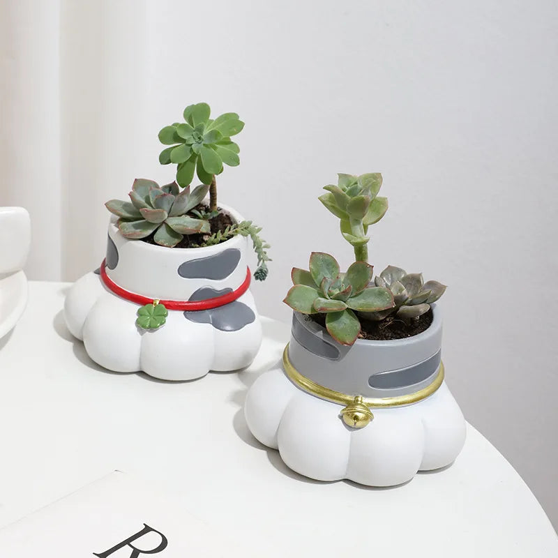 Cat's Paw Shaped Succulents Plants Pot Creative Kitten Planter for Mini Bonsai Fairy Garden Ornaments Home Tabletop Decoration