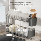 New Kitchen Dish Drying Rack Narrow Sink Side Countertop Dish Rack with Drainboard Rustproof Dish Drainer Organize Shelf
