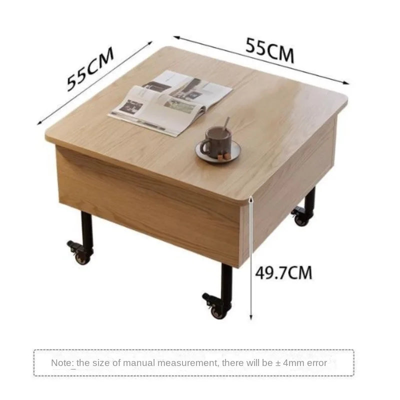 Realife Tea Table Simple And Adjustable Solid Wood Rock Board Small Table Japanese Cream Style Movable Living Room Side Table