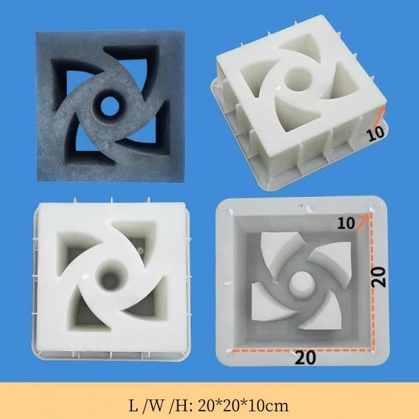 Wall Plastic Ventilation Tile Mold, Traditional 3D Geo Paver Mold, Hollow Square, Strong Concrete Cement Brick for Floor Decor