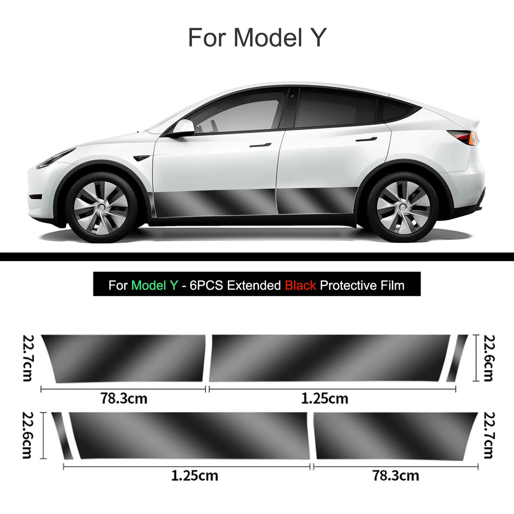 Black TPU Car Body Protective Film Invisible For Tesla Model 3/Y 2017-2025 Front Rear Door Extended Transparent Car Clothing Set