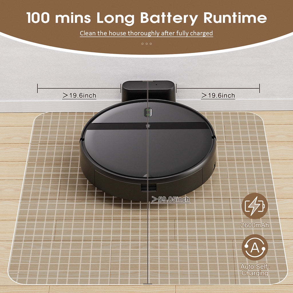 RAYFURN G20 Robotic Vacuum 6000Pa Auto-Charge/Vacuum-Mop 2-in-1 Programmable Cleaner Hardwood/Tile/Carpet Smart Cleaning System
