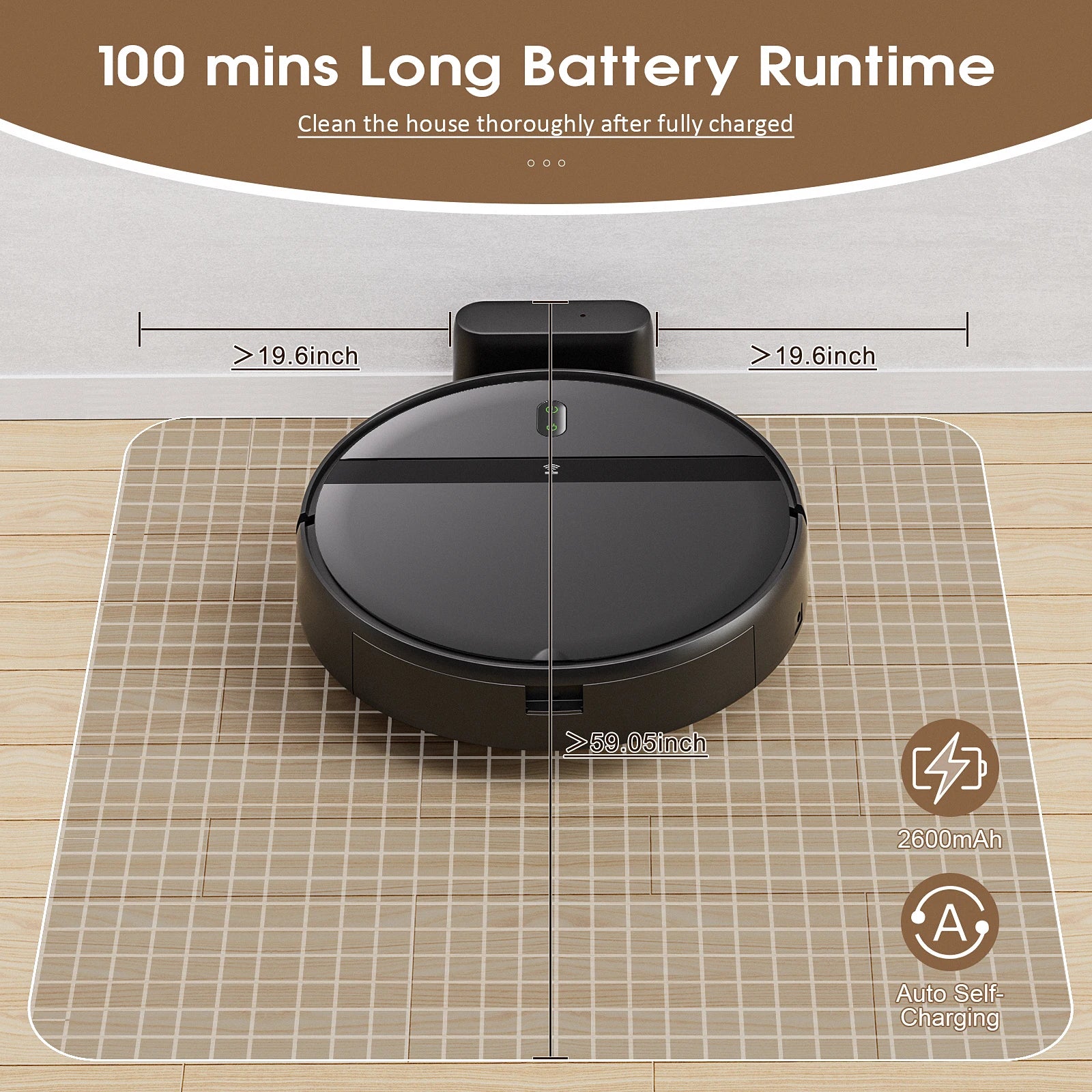 RAYFURN G20 Robotic Vacuum 6000Pa Auto-Charge/Vacuum-Mop 2-in-1 Programmable Cleaner Hardwood/Tile/Carpet Smart Cleaning System