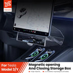 YZ For 2021-2025 Tesla Highland Model 3 Y Juniper Tray Magnetic Under Screen Hidden Storage Box Magnetic Hidden Screen Box