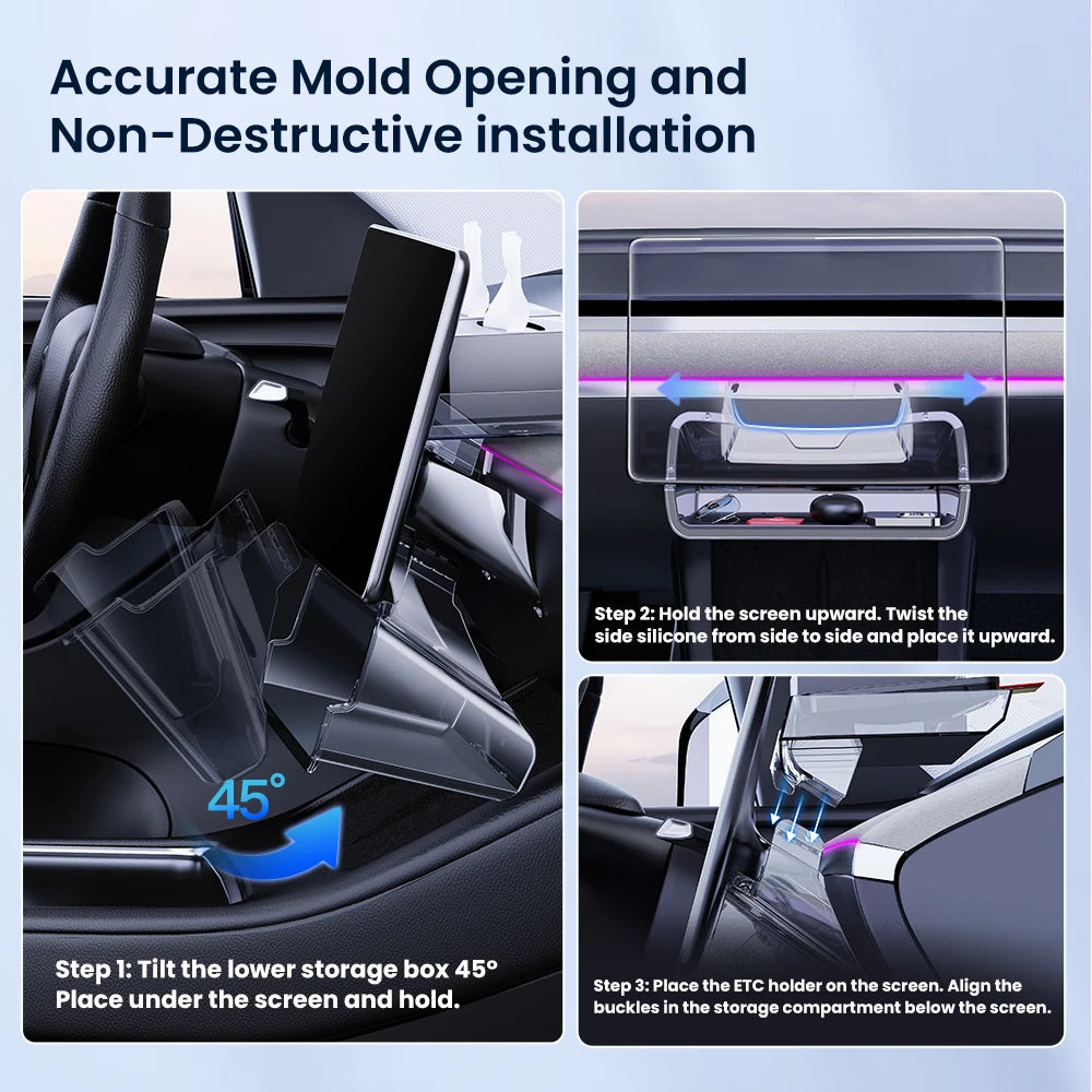 YZ Hidden Screen Storage Box For Tesla Model 3 Y Highland Juniper 2021-2025 Magnetic Magsafe Hidden Large Space Storage Box