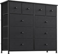 10 Drawer Dresser for Bedroom Faux Leather Chest of Drawers Fabric Dresser with Wooden Top Storage Organizer Unit