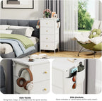 Tall Dresser with 4 Drawers,White Dresser for Bedroom, Tall Storage Tower for Closet,Nursery, Dorm, Dresser Organizer with Frame