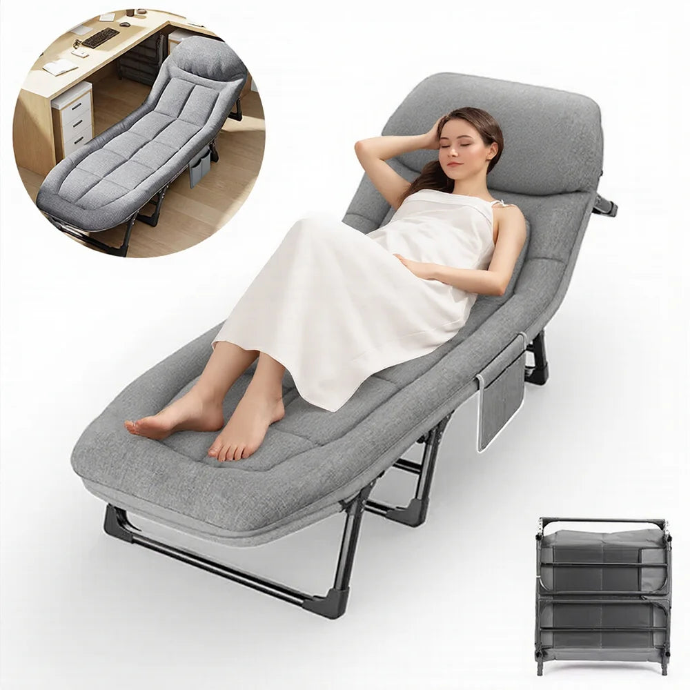 190*66*35CM Portable Folding bed Adult Cot with Mattress and Pillow Heavy Duty Frame Sleeping Cot Bed ,office lunch bed