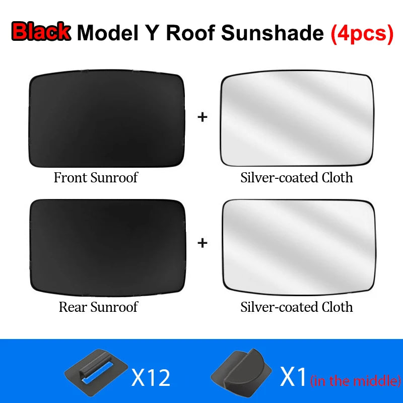Privacy Full Cover Car Sunshade For Tesla Model Y 2024 Glass Roof Sun Shade Window Sunroof UV Shield Camping Travel Accessories