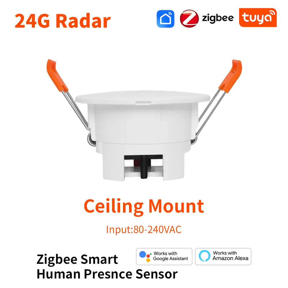 Tuya 24G ZigBee /Wifi MmWave Human Presence Sensor Smart Human Body PIR Sensor Radar Detector With Luminance/Distance Detection