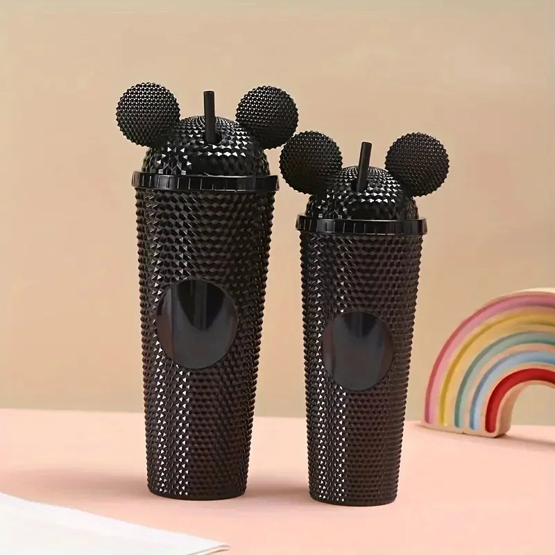 LUSQI 2pcs Water Bottles With Studded Mouse Ear Dome Lids Large And Small Water Cups Summer Winter Drinkware With Straws | AlluCanFind