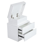 Bedside Table Large Capacity RGB Light Storage Nightstand Cabinet with 2 Drawers for Bedroom 45 x 35 x 52cm