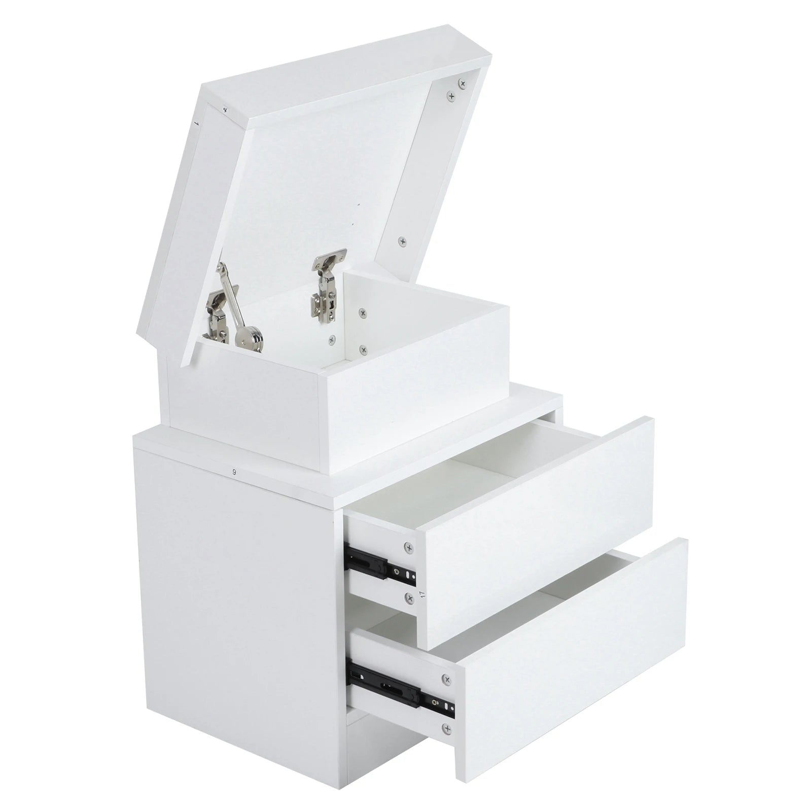 Bedside Table Large Capacity RGB Light Storage Nightstand Cabinet with 2 Drawers for Bedroom 45 x 35 x 52cm