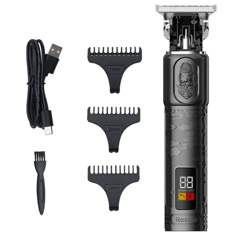 T9 LCD Electric Hairdresser Oil Shaving Head Electric Pusher Carving Electric Pusher Clipper Hair Precision Trimmer for Men Care