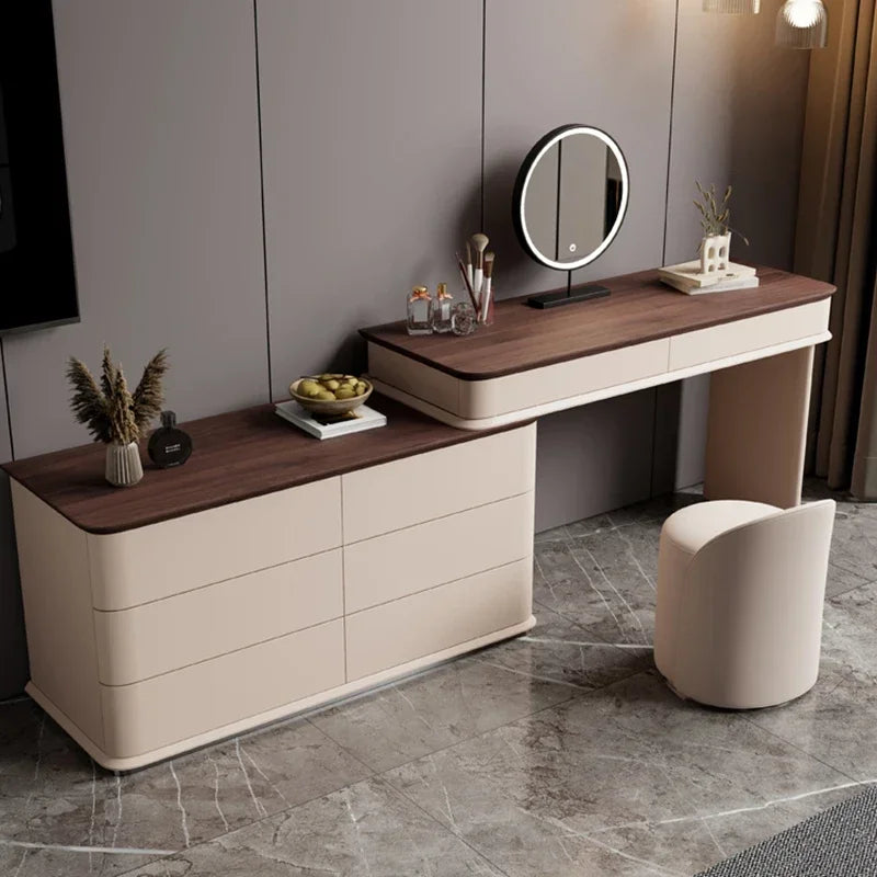 Minimalist Storage Vanity Table Nordic Wooden Luxury Salon Bedroom Dresser Space Saving Beauty Meuble Coiffeuse Furniture