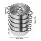5 Tier Stainless Steel Steam Cooker Steamer Food Vegetable Pot Kitchen 26CM/28CM/30CM