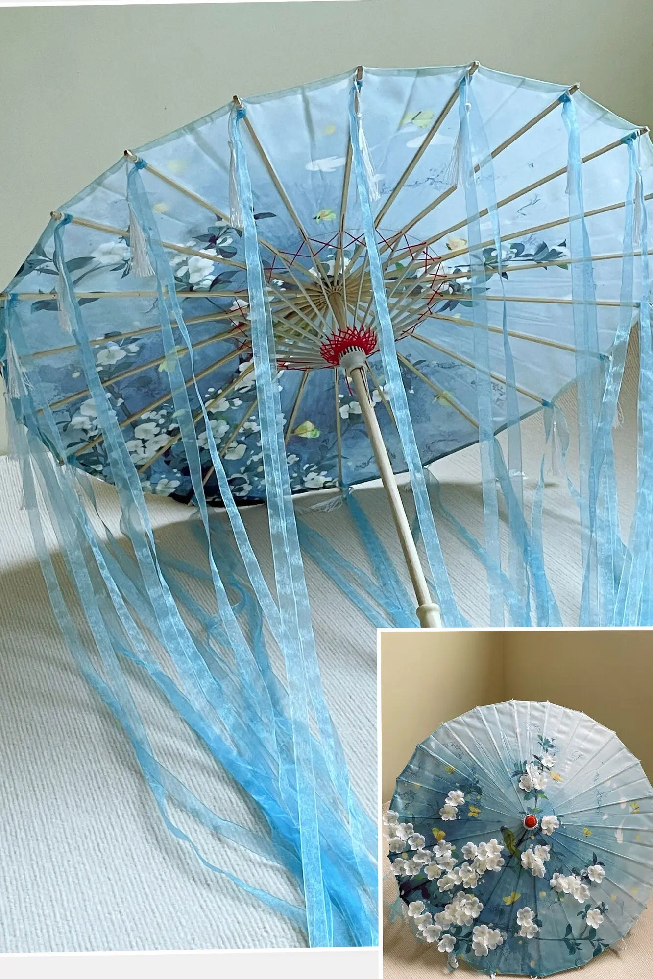 Star Oil Paper Waterproof Beach Umbrella Fan Chinese Dance Performance Lace Umbrella Classical Hanfu Fairy Parasol Paraguas