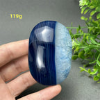 Natural Blue Agate Palm Play Healing Spiritual Meditation Chakra Witchcraft Prayer Energy Feng Shui Home Decor Gift
