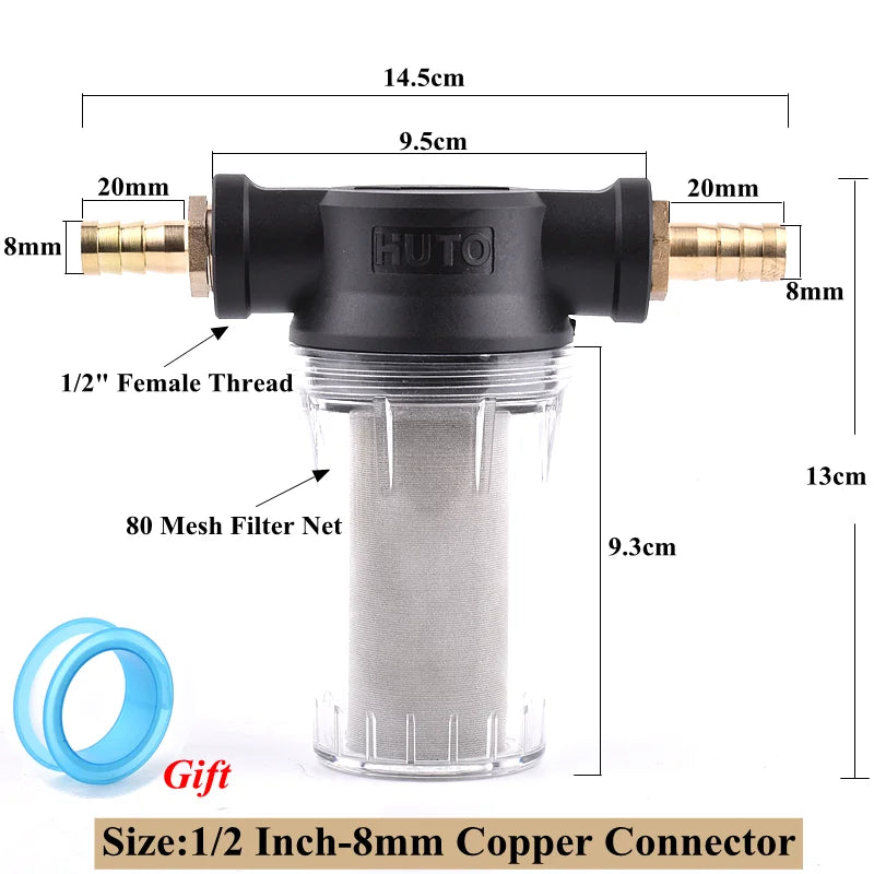 1/2" Garden Watering Hose Filter Agricultural Irrigation Impurity Prefilter Aquarium Water Pump Filter 80/250 Mesh Strainer Mesh