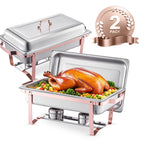 VEVOR 8QT Rectangle Chafing Dish 2/4/6 Packs w/ Full Size Pans Buffet Catering Warmer Server Folding Stand Fuel Holder Tray