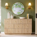 Fluted Dresser for Bedroom, 55" W 8 Drawer Dressers, Wood Tall Dresser Storage Organizer, Modern Bedroom Chest of Drawers