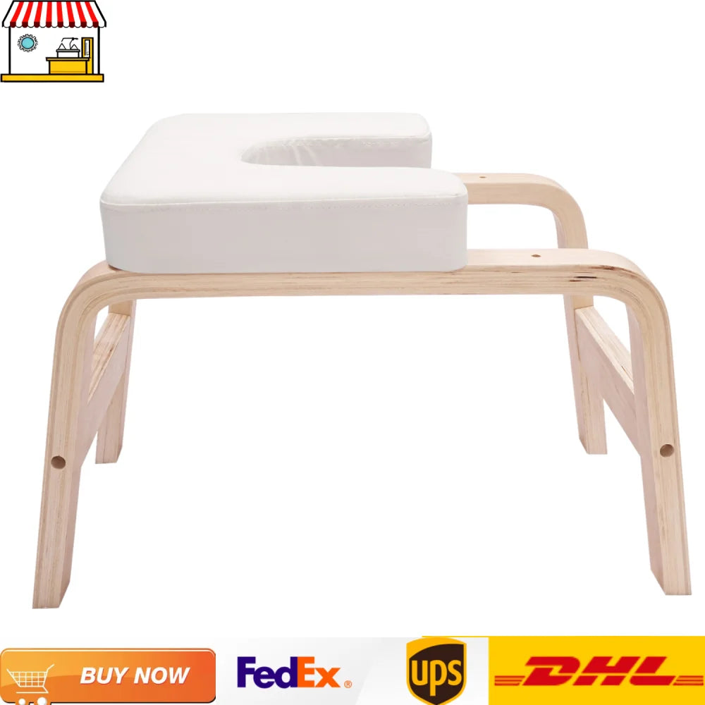 White/Black Yoga Headstand Bench, Modern Yoga Training Stool Fitness Equipment with 200kg Load-Bearing