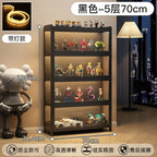 Display Cabinet Acrylic Curio Cabinet with Lock Glass Display Cabinet Natural Bamboo  Glass Cabinet Easy to Install，With Lights