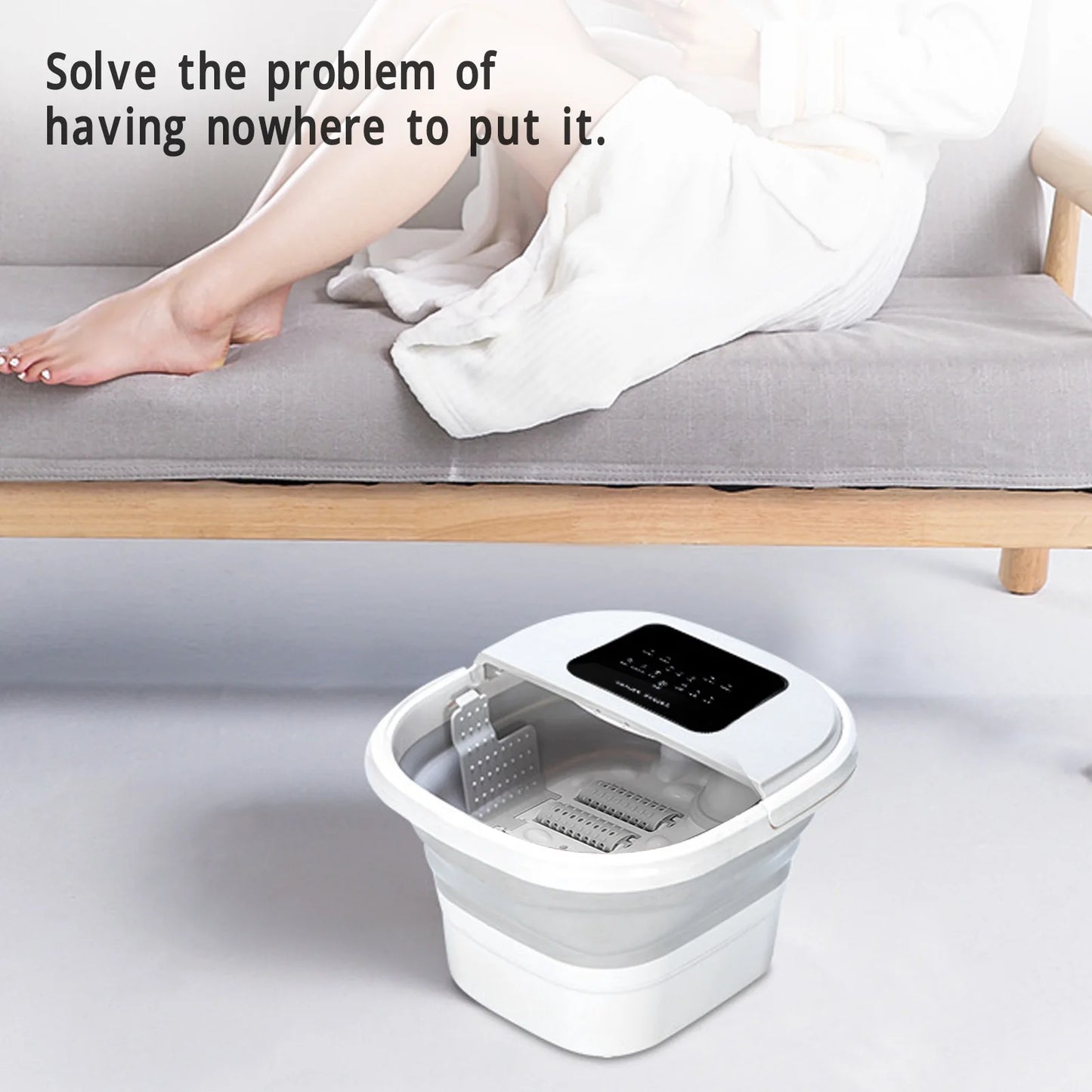 Foldable Foot Spa Massager - Smart Heating Foot Soaker Tub w/ 8 Rollers & 8L Capacity | AlluCanFind