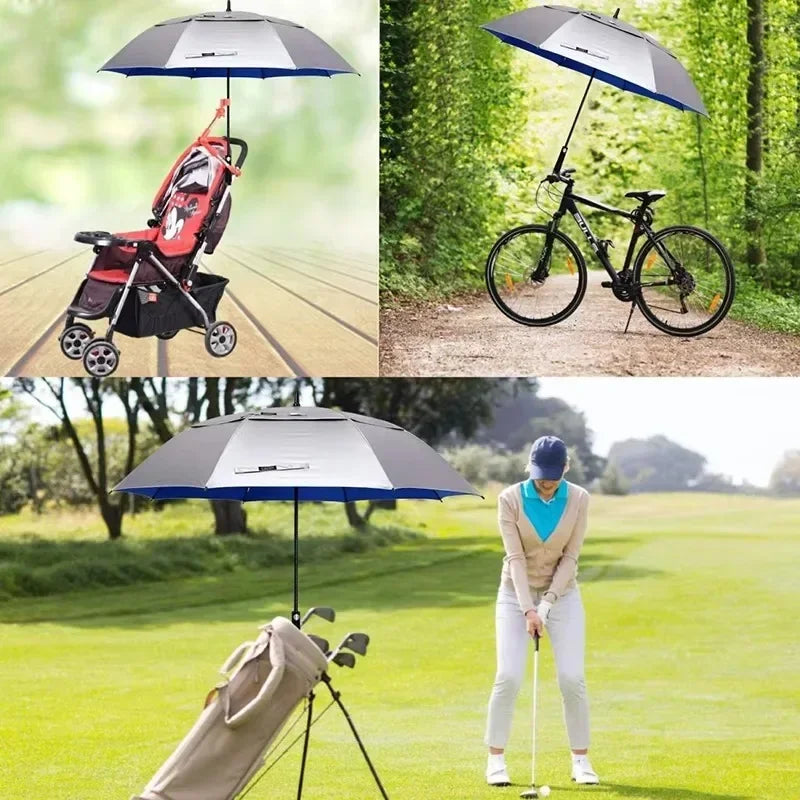 180CM Big Size Long Handle Umbrella Double-deck Large Rain Umbrellas Luxury Silver Dual Use Sunscreen Windproof Rain Gear Gift