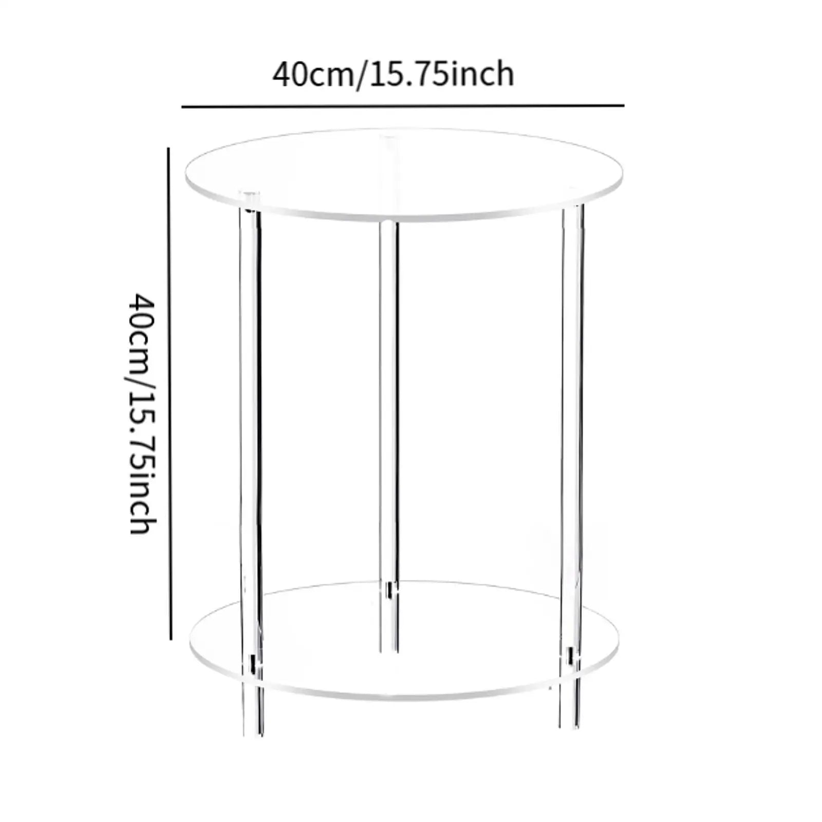 Acrylic Round Side Table, Easy Assembly for Small Space Small Furniture End Table for Balcony Bedroom Bathroom Office Hallway