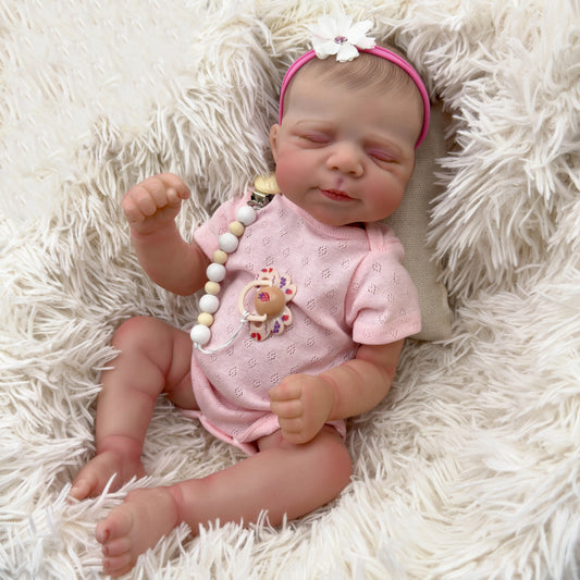 NPK 19-inch Pascale Cloth Body Newborn Baby Reborn Doll with Realistic 3D Skin Multiple Layers Painting Visible Veins Soft Touch