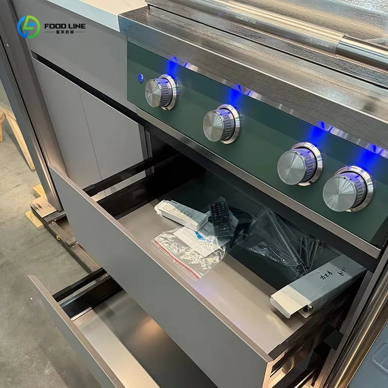 Customized Modular Outdoor Kitchen Cabinet Multifunctional BBQ Island For Villa Courtyard Hotel Outdoor Area