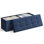 SONGMICS MAZIE Collection - 43 Inches Folding Storage Ottoman Bench, Ottoman Foot Rest, End of Bed Bench, Storage Chest
