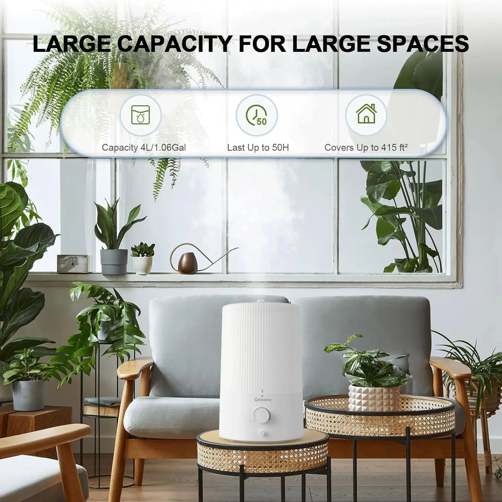 4L Top Fill Ultrasonic Cool Mist Humidifiers for Bedroom, with Oil Diffuser and Nightlight, for Baby Nursery & Plants