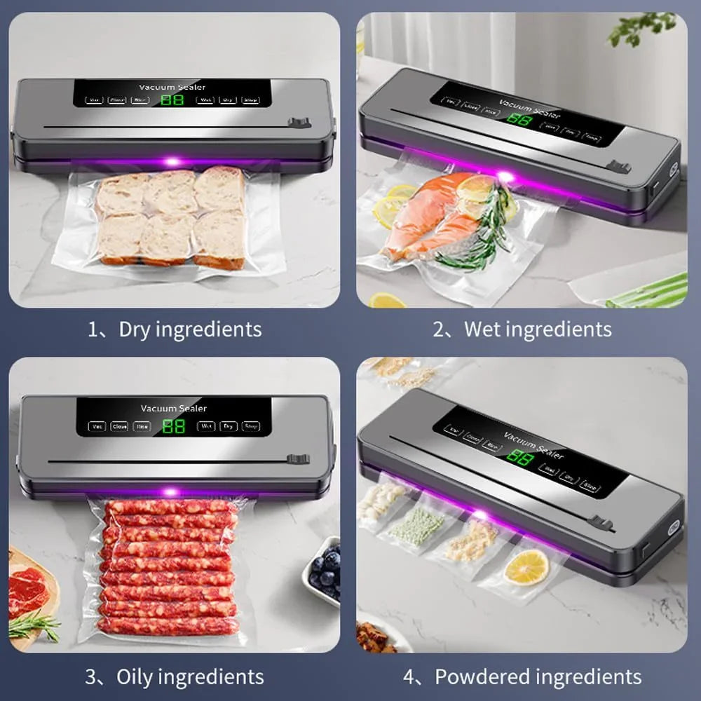 Electric Vacuum Sealer Machine Dry/Wet Food Packaging Seal To Keep Fresh Touch Buttons Digital Display Vacuum Packaging Machine