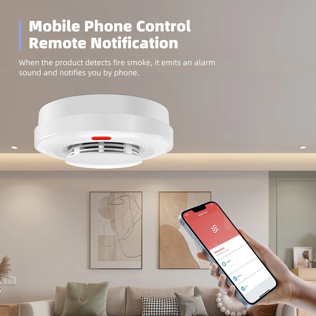 TAIBOAN Highly Sensitive Graffiti WIFI Smoke Detector White Wireless Smoke Alarm Support Smart Phone APP Remote Control
