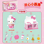 Sanrio Characters Kuromi Cinnamoroll Hellokitty Mini Kitchenware Set Kawaii Happy Little Kitchen Figures Happy Refrigerator Toy