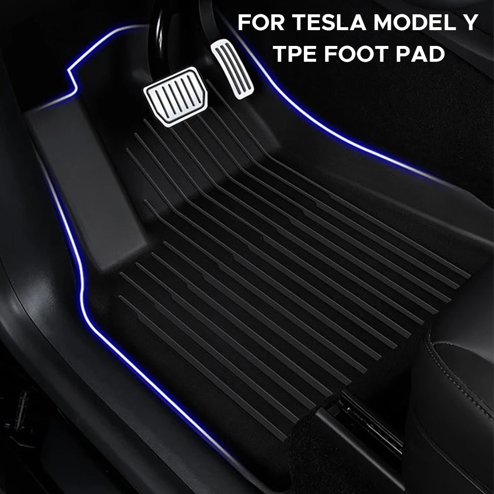 For Tesla Model Y 2021-2024 Floor Mat Left and Right Hand Drive TPE Carpet Waterproof Weather-resistant Foot Pads Mats