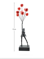 Art Balloon Girl Statues Banksy Flying Balloon Girl Sculpture Resin Craft Home Decoration Christmas Gift  living room decoration