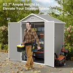 6x4.4 FT Outdoor Storage Shed, Resin Shed with Floor for Patio Furniture, Gardening Tools, Pool Equipment, Outside Sheds Plastic