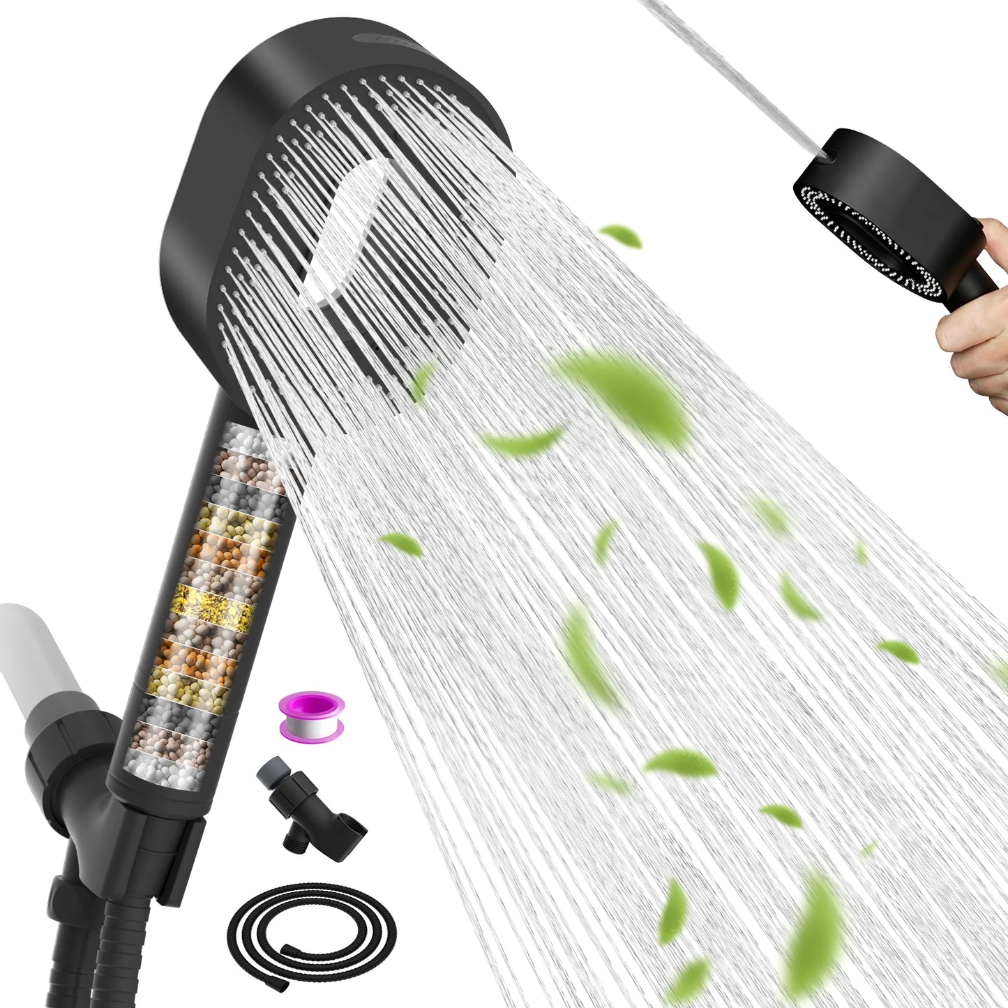 High Pressure Shower Head with Handheld - 3 Spray Combo & Detachable Hard Water Filter | AlluCanFind