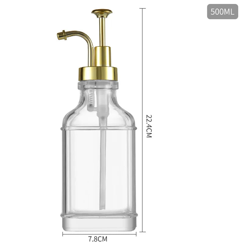 Soap Pump Dispenser Glass Bottle Bathroom Gel Liquid and Shampoo Dispenser Square Glass Bottles with Pumps Soap Container
