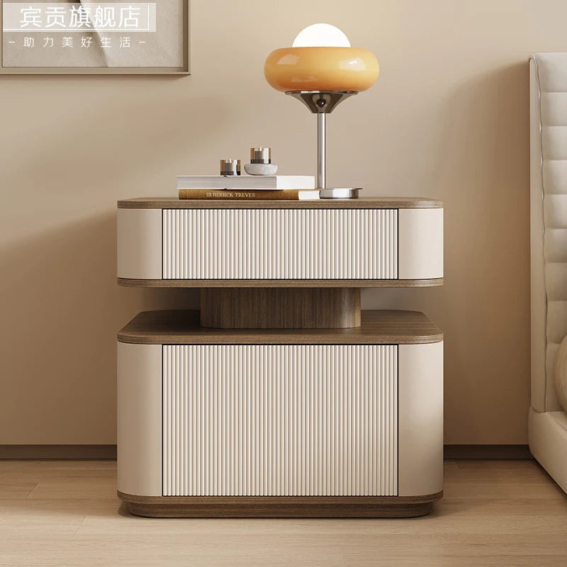 Minimalist Modern Aesthetic Bedside Table With Drawers Design Storage Nightstand Space Saving Mesa De Noche Bedroom Furniture