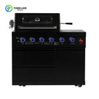 Customized Black Titanium 304 Stainless Steel BBQ Island with Modular Design for Outdoor Kitchen Kamado BBQ Grill Sink Cabinet