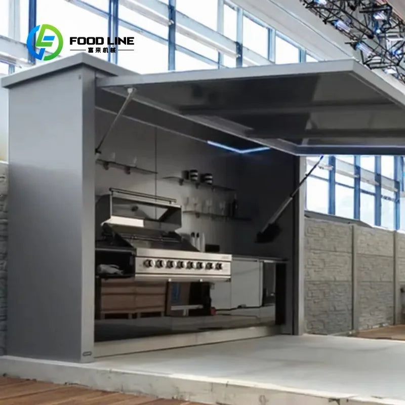 Customized Contemporary Modular Outdoor Electric Kitchen Unit Stainless Steel Waterproof Mobile Garden Cabinet with Flame Safety